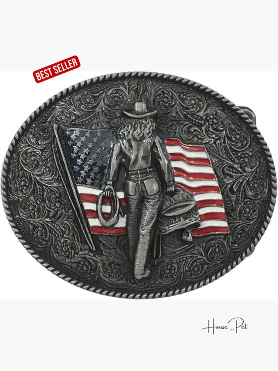 Western Cowgirl Belt Buckle USA Flag Floral Metal main image 7